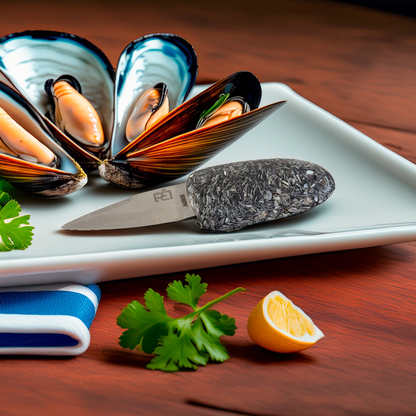 Couteau à huitre en coquille de moule