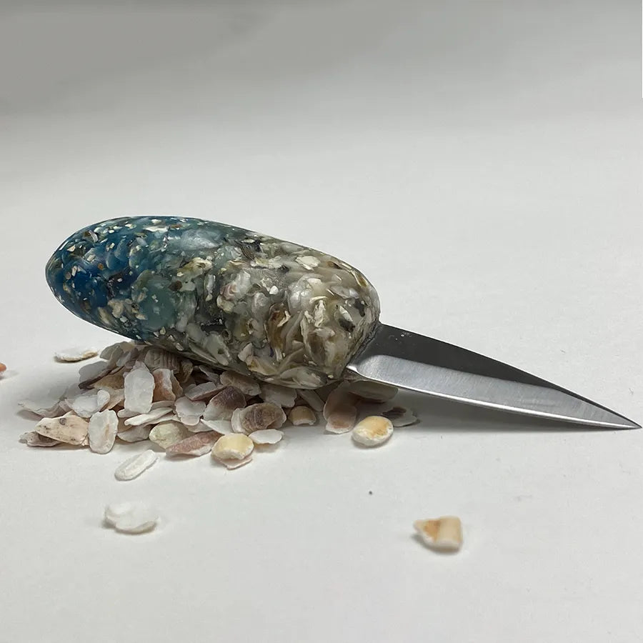 Couteau à huitre en coquille d'huitre bleu